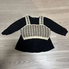 プティマイン　ジャガードニットトップス 90