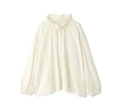 フリルネックブラウス