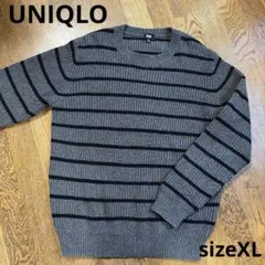 [24hセール]UNIQLO グレー ブラック ストライプ ニット XLユニクロ