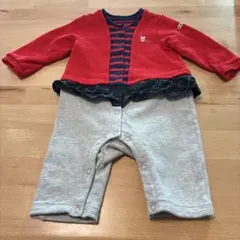 ミキハウス　長袖　重ね着風　ロンパース　カバーオール　女の子　80