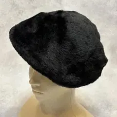 黒いファー ベレー帽