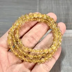 金運強　ルチルクォーツ 3連 ブレスレット ネックレス　透明感がいい　12