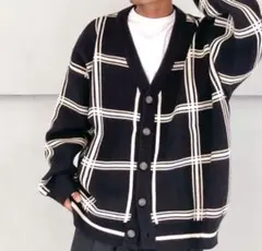 オーバーサイズチェック柄カーディガン