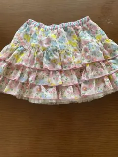 フリルスカート ティアード　リバーシブル100cm 花柄 ストライプ