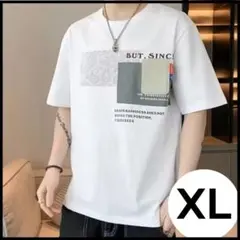 【数量限定】Tシャツ　トップス　XL　半袖　ホワイト　ストリート　ロゴ　メンズ