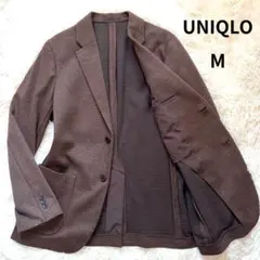 ユニクロ コンフォート2Bジャケット ウールライク 千鳥格子柄　ブラウン M