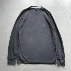 【美品】ポロラルフローレン　ロンT 長袖シャツ　ポニー刺繍　グレー　大きめ