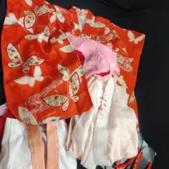 正絹 七五三 着物セット朱色 蝶模様