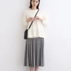 未使用タグ付き INDIVI カシミヤ混ワイドシルエットニット 38 ホワイト