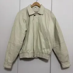 【格安】古着　レザージャケット　オフホワイト　Lサイズ