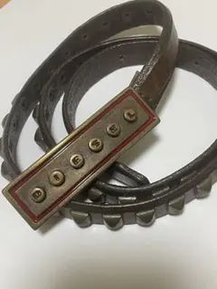 DIESEL スタッズ付きブラウンレザーベルト