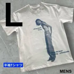 Tシャツ　opium 女ブルー　メンズ　L 白　夏　半袖