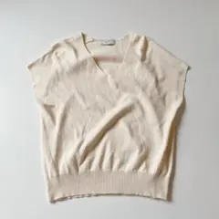 SLOBE IENA コットン 洗える Vネック ニットベスト アイボリー