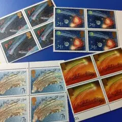 6659 外国切手 イギリス 1974年 宇宙テーマ ハレー慧星 田型4種