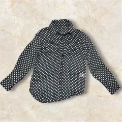 vintage ドット柄シアーシャツ ブラウス ブラック 水玉 長袖レディース