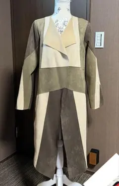 美品 ZARA Sサイズ パッチワークコート アースカラー ベルト付 秋