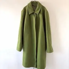 ロングコート LLサイズ グリーン 緑 レディース アウター ウール混合 上品