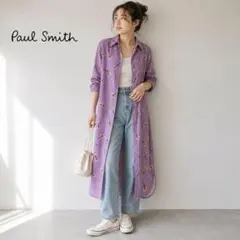 極美品 ポールスミス 花柄 シャツワンピース ロング丈 XL ゆったり パープル
