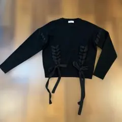 美品　EQOL エクル　M 金澤楓　黒　リボンニット　上品　上質　セーター