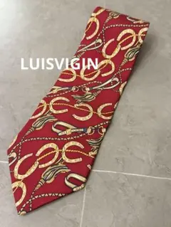 【送料込み】LUISVIGIN メンズネクタイ　ホースシュー柄　レッド