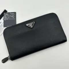 美品✨プラダ 長財布 ラウンドジップ 三角ロゴ サフィアーノレザー ブラック