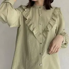 thevon Vフリル配色パイピングブラウスのサムネイル