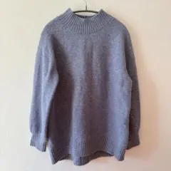 GLOBAL WORKフワフワHug meスタンドネックプルオーバー　M ブルー