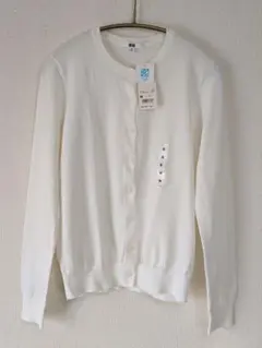 ユニクロ　UVカット クルーネックカーディガン　スーピマコットン　オフホワイトM