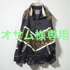 90s風 ナイロンジャケット 総柄切替 ビッグシルエット L 古着 ストリート