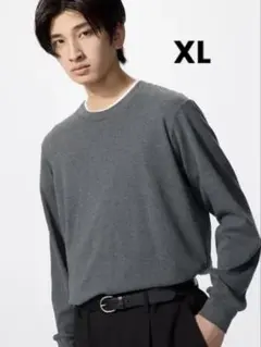 ユニクロ UNIQLO ソフトタッチクルーネックTシャツ XL ダークグレー
