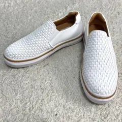 極美品　ランバンオンブルー　メッシュ　編み込み　スタッズ　スニーカー　スリッポン