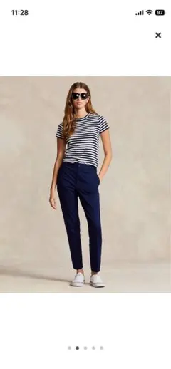 新品 ポロ ラルフローレン コットン スリム チノ パンツ 2 ネイビー