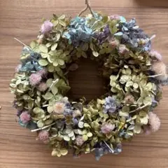 ドライフラワー アジサイ アナベル ハンドメイド リバーシブル 直径約20cm