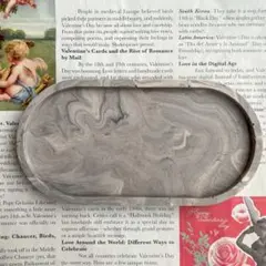 【ジェスモナイト】ピンク×グレー マーブルトレイ