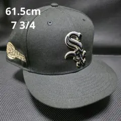 ニューエラ 59FIFTY ホワイトソックス 7 3/4 61.5 黒&金糸