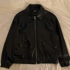 ZARA 新品 リアルレザージャケット ボクシーフィット L 牛革 ブラック