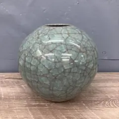 D-壁【美品】たち吉 八重がすみ 青磁 花瓶 花生 昭和レトロ 和モダン 貫入のサムネイル