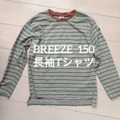 【BREEZE】150 ボーダー 長袖Tシャツ グリーン系