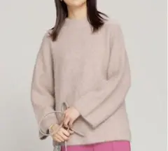 nano universe 洗えるフォックス 畦モックネックニットプルオーバー