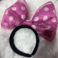 ミニーマウス 水玉リボン カチューシャ 大