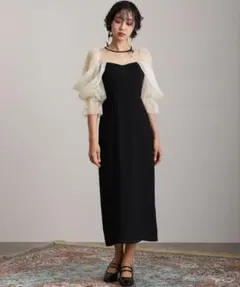 ナイスクラップ ベロアリボン異素材ロングワンピース オケージョン
