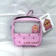 こびとづかん　クリア窓付きミニポーチ　カクレモモジリ　ピンク　カラビナ