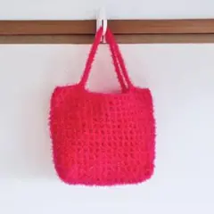 キラキラのメッシュかごバッグ　ハンドメイド　手編み　かぎ針編み