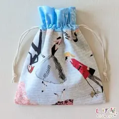 ハンドメイド　巾着袋　スクエア　ポーチ　USAコットン　FASHIONISTA②