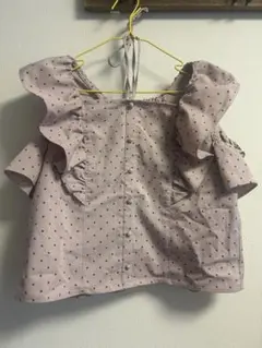 evelyn フリル付きドット柄セットアップ