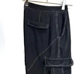 SHEINシーインカーゴパンツトップステッチホワイトステッチブラックヴィンテージ