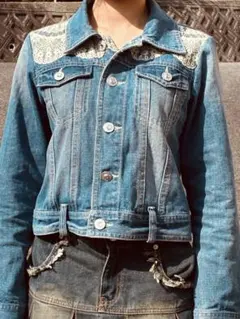 Vintage Casual デニムジャケット レース付き Y2K