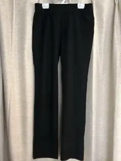 【裏起毛】ストレッチカジュアルパンツ ストレートパンツ/ブラックS