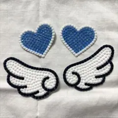 デコパーツ デコレーションパーツ デコうちわ 羽　ハート　青　水色