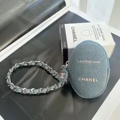 CHANEL LA CRÈME MAIN デニム ポーチ チェーン付き